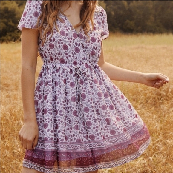 Christy Dawn The Donna Mini Dress in Gooseberry Red Floral Deadstock Fabric XS/S - Picture 4 of 14